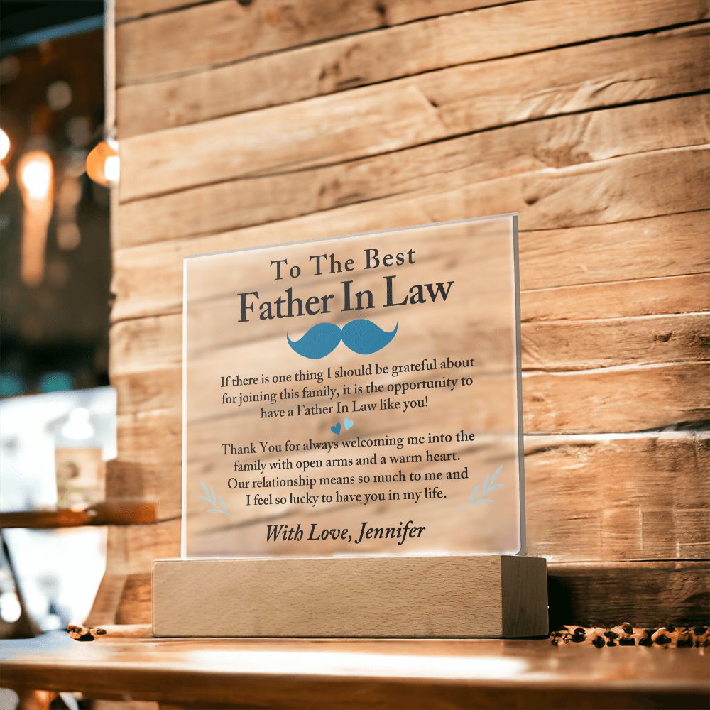 To The Best Father In Law Acrylic Plaque, Thoughtful Gift for Father In Law, Birthday Gift for Father In Law, Father's Day Gift