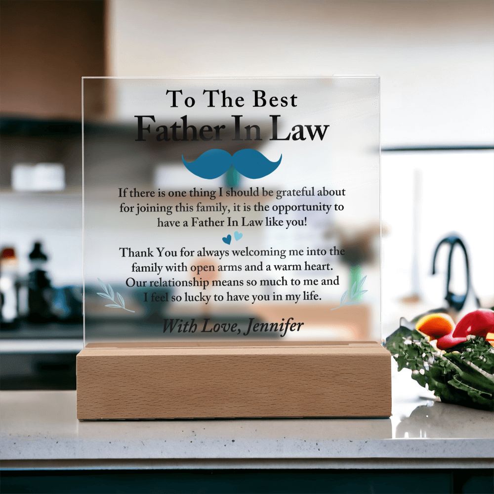 To The Best Father In Law Acrylic Plaque, Thoughtful Gift for Father In Law, Birthday Gift for Father In Law, Father's Day Gift