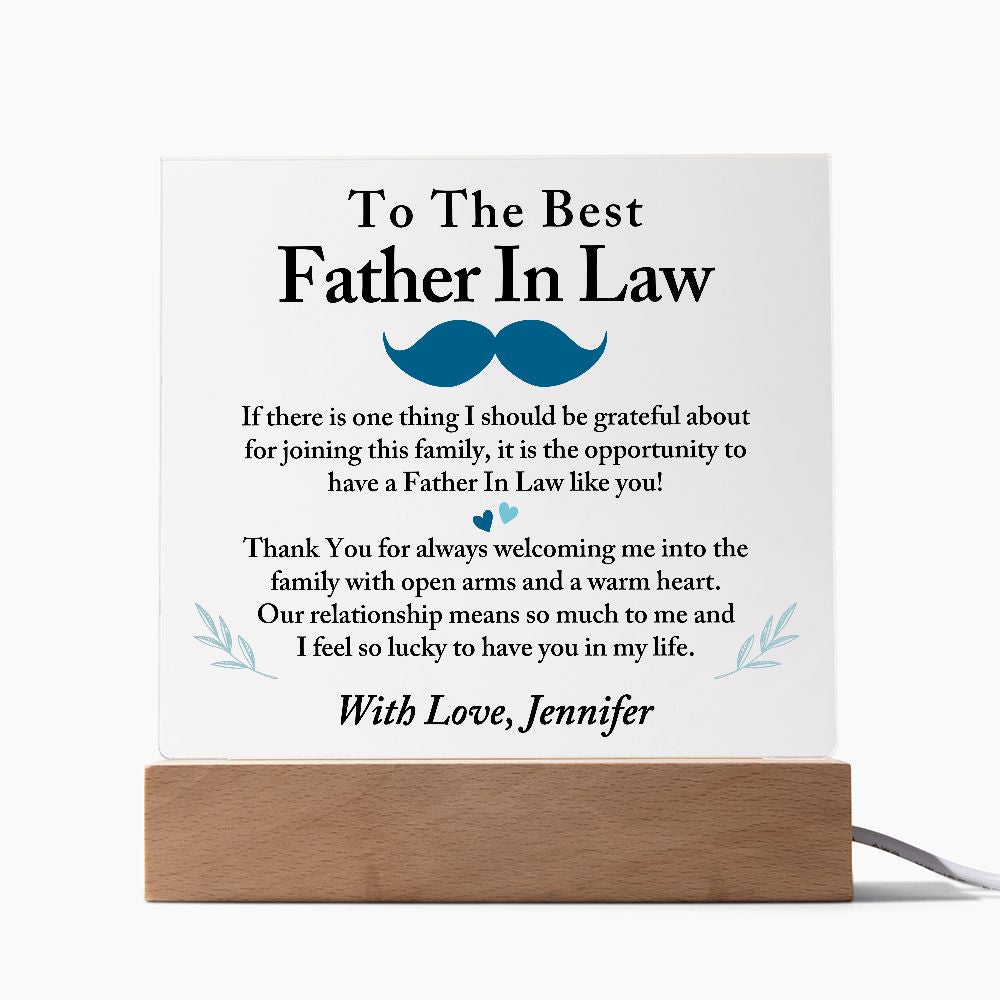 To The Best Father In Law Acrylic Plaque, Thoughtful Gift for Father In Law, Birthday Gift for Father In Law, Father's Day Gift