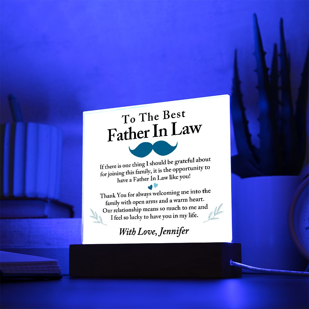 To The Best Father In Law Acrylic Plaque, Thoughtful Gift for Father In Law, Birthday Gift for Father In Law, Father's Day Gift