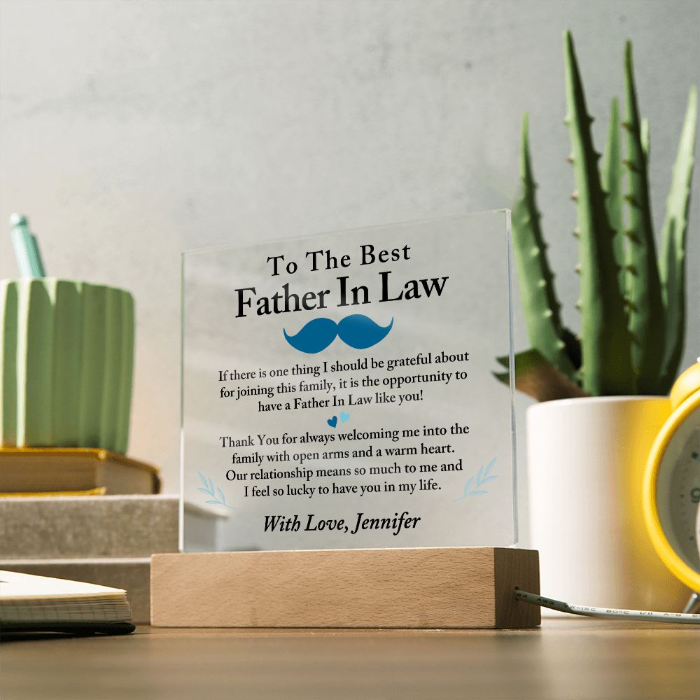 To The Best Father In Law Acrylic Plaque, Thoughtful Gift for Father In Law, Birthday Gift for Father In Law, Father's Day Gift