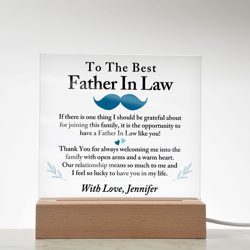 To The Best Father In Law Acrylic Plaque, Thoughtful Gift for Father In Law, Birthday Gift for Father In Law, Father's Day Gift