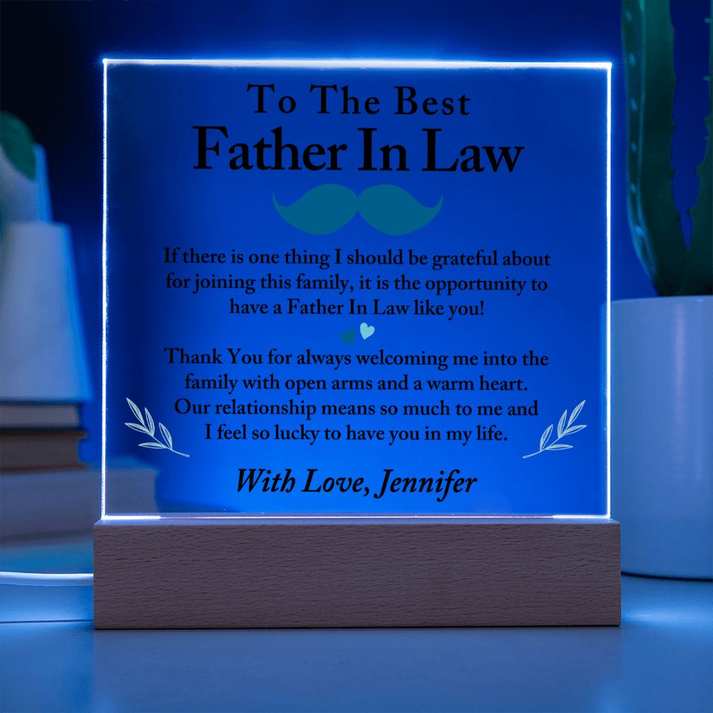 To The Best Father In Law Acrylic Plaque, Thoughtful Gift for Father In Law, Birthday Gift for Father In Law, Father's Day Gift