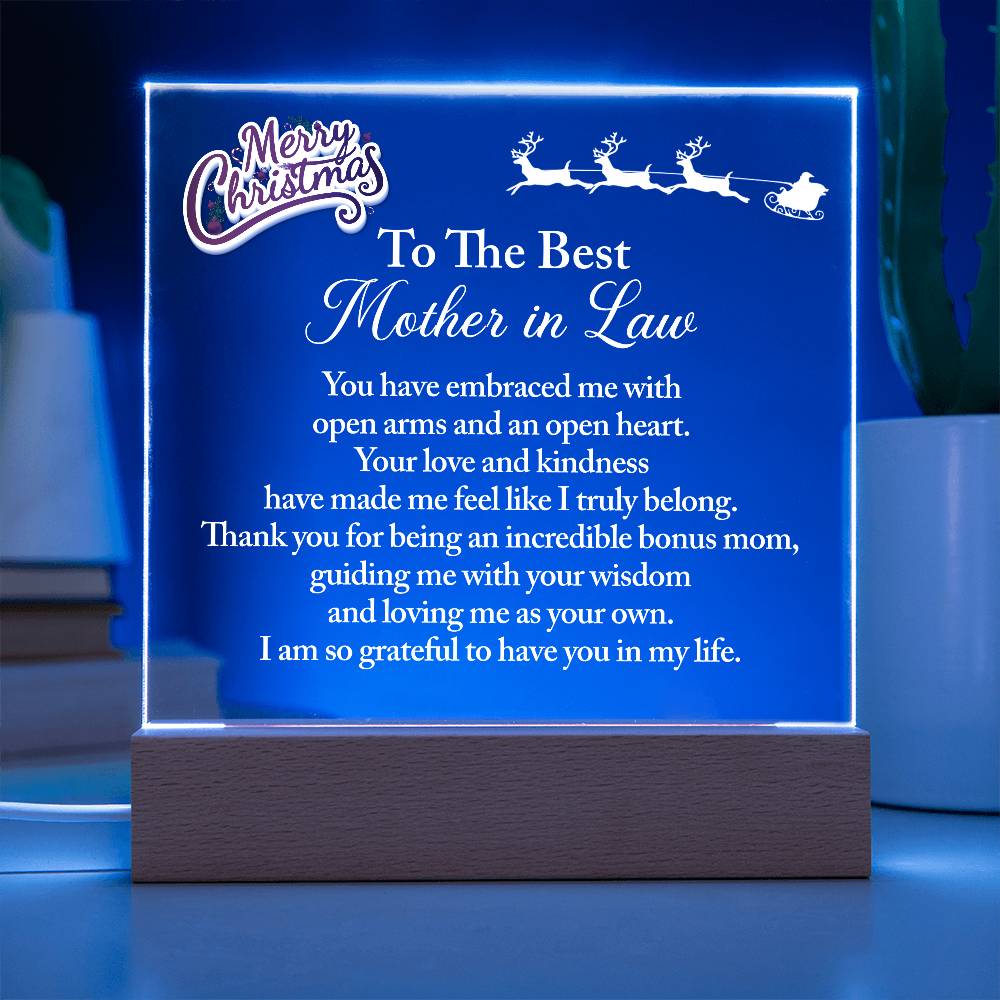 Best Christmas Gift for Mother In Law, To The Best Mother In Law LED Acrylic Display Gift, Home Decor Christmas Gift for Mother In Law