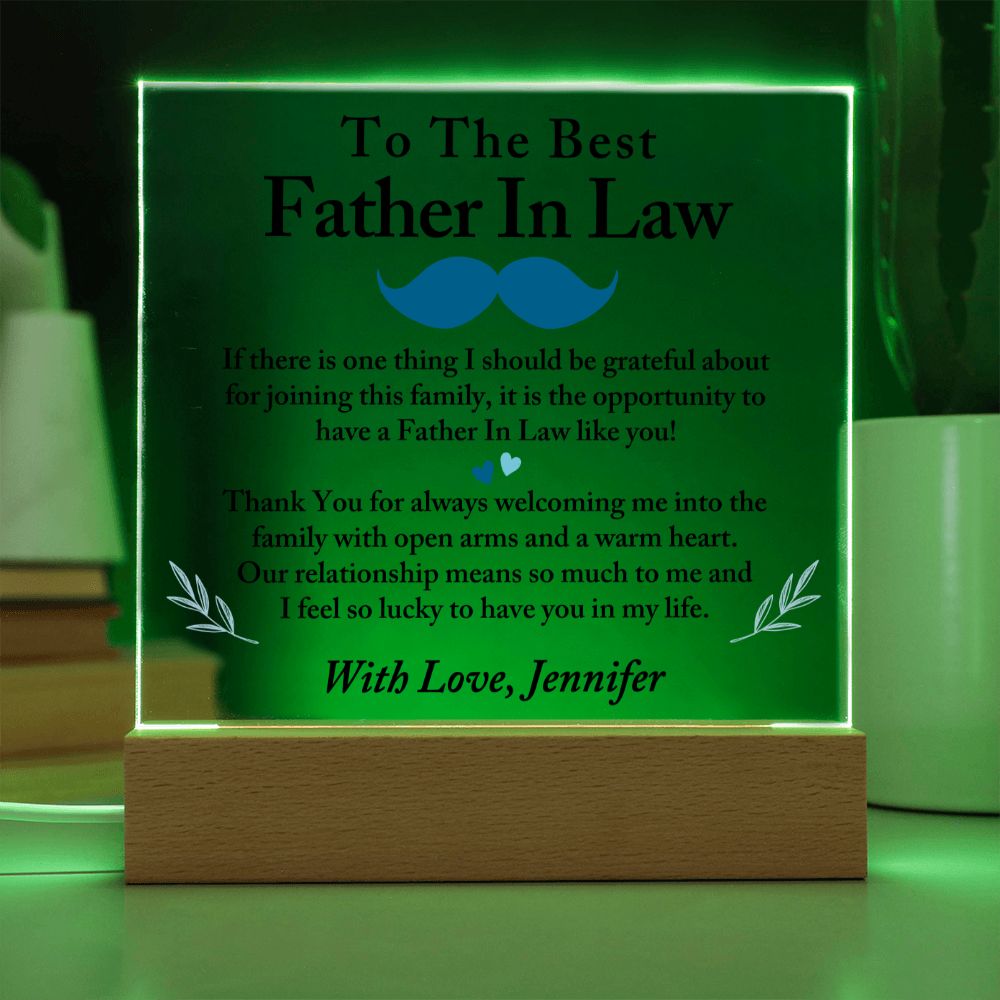 To The Best Father In Law Acrylic Plaque, Thoughtful Gift for Father In Law, Birthday Gift for Father In Law, Father's Day Gift