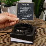 To My Son Leather Bracelet from Mom, Son Gift from Mom, Son Graduation Gift