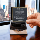 To My Son Leather Bracelet from Mom, Son Gift from Mom, Son Graduation Gift