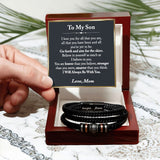 To My Son Leather Bracelet from Mom, Son Gift from Mom, Son Graduation Gift