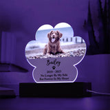 Light Up Pet Memorial Plaque, Personalized Paw Acrylic Gifts for Pet Loss, Dog Loss Gift