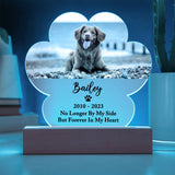 Light Up Pet Memorial Plaque, Personalized Paw Acrylic Gifts for Pet Loss, Dog Loss Gift