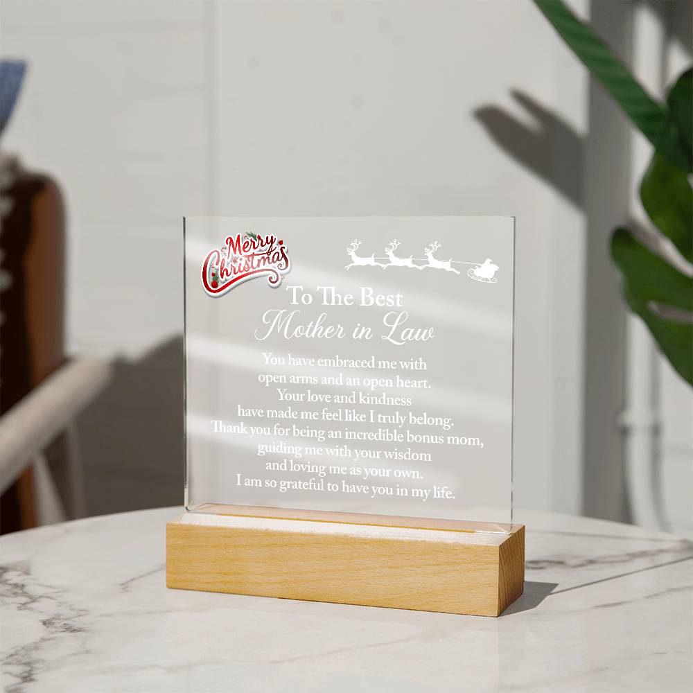 Best Christmas Gift for Mother In Law, To The Best Mother In Law LED Acrylic Display Gift, Home Decor Christmas Gift for Mother In Law