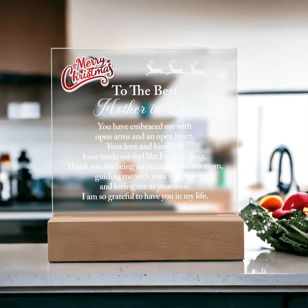 Best Christmas Gift for Mother In Law, To The Best Mother In Law LED Acrylic Display Gift, Home Decor Christmas Gift for Mother In Law