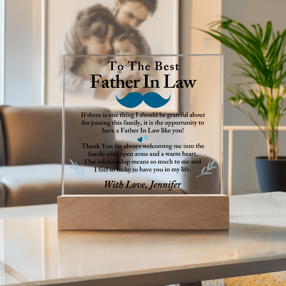 To The Best Father In Law Acrylic Plaque, Thoughtful Gift for Father In Law, Birthday Gift for Father In Law, Father's Day Gift