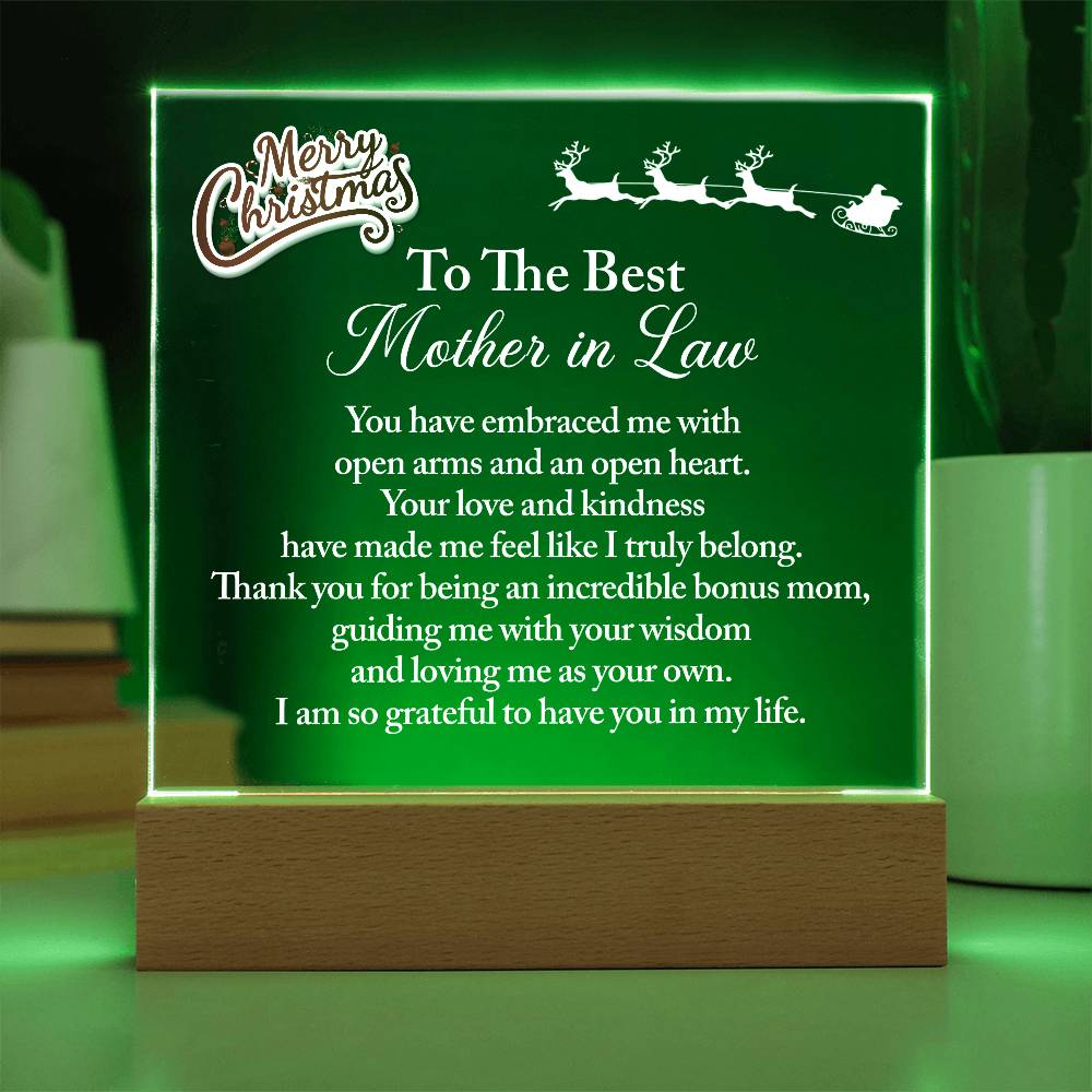 Best Christmas Gift for Mother In Law, To The Best Mother In Law LED Acrylic Display Gift, Home Decor Christmas Gift for Mother In Law