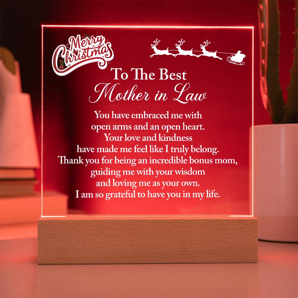 Best Christmas Gift for Mother In Law, To The Best Mother In Law LED Acrylic Display Gift, Home Decor Christmas Gift for Mother In Law