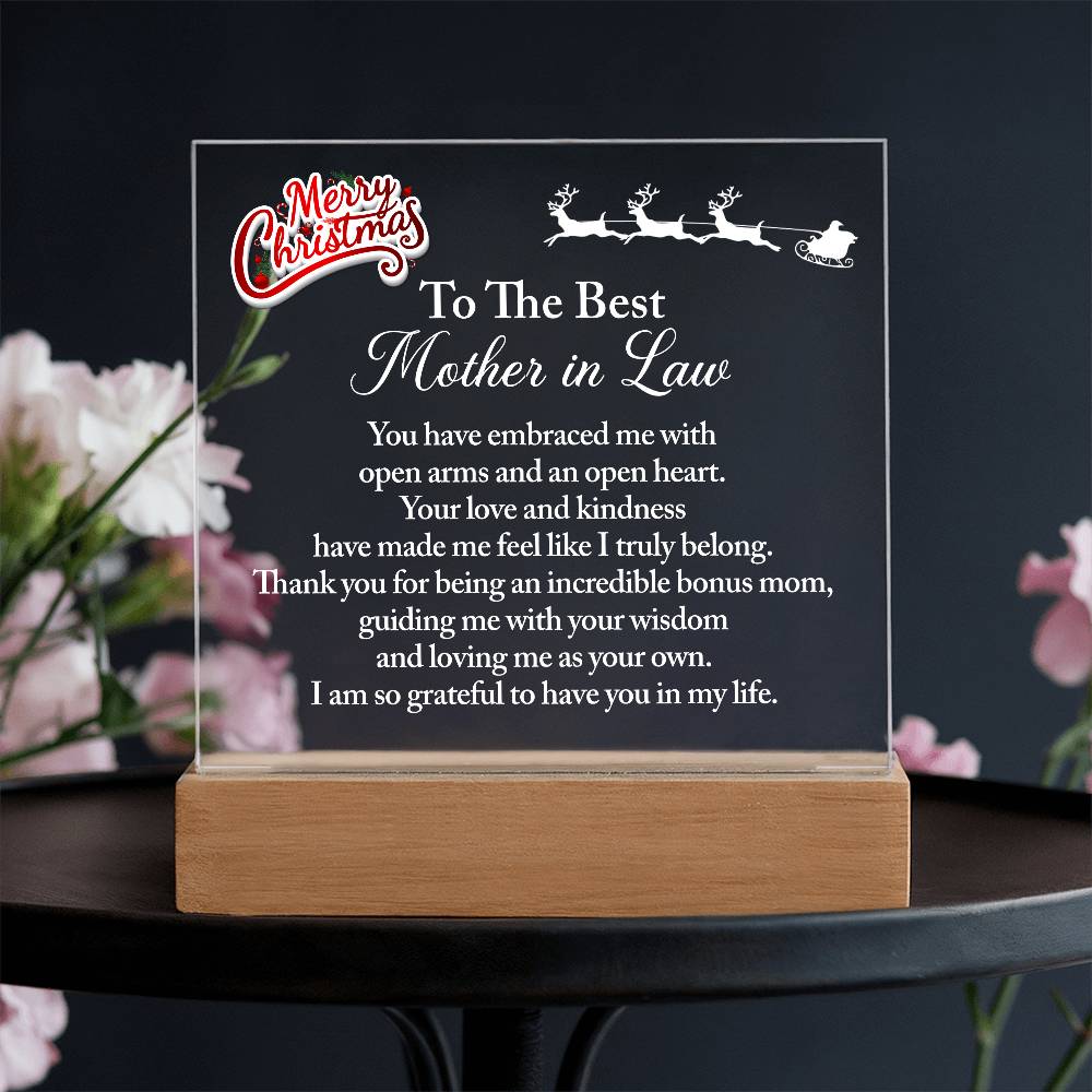 Best Christmas Gift for Mother In Law, To The Best Mother In Law LED Acrylic Display Gift, Home Decor Christmas Gift for Mother In Law