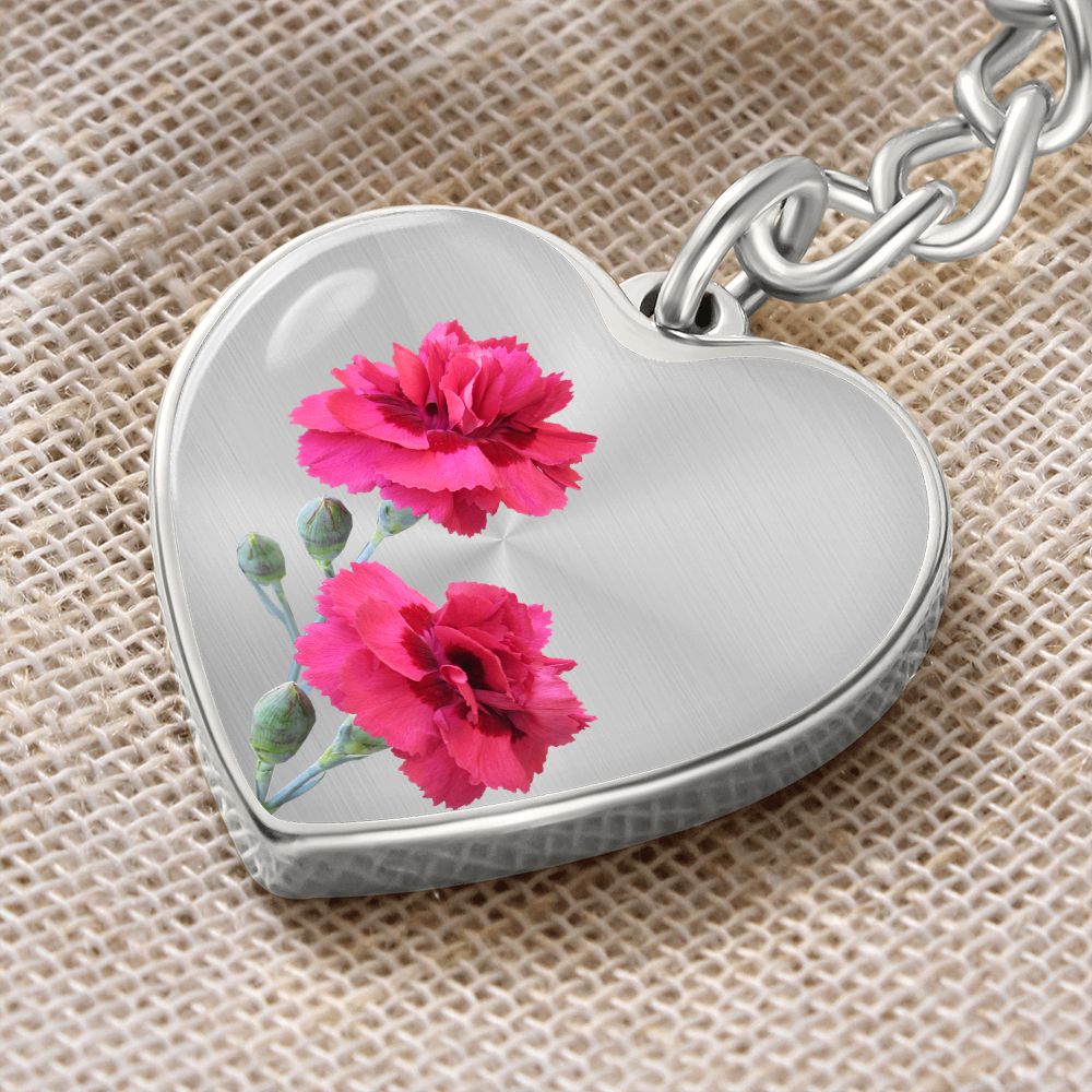 January Birth Flower Keychain, Carnation Keychain, Birth Month Flower Keychain, Birthday Gift For Her, Gift for Daughter, Sister, New Mom Gift