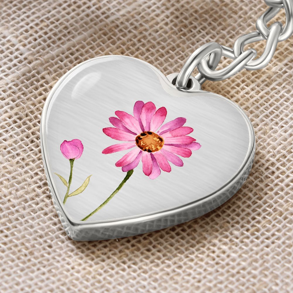 April Birth Flower Keychain, Daisy Keychain, Birth Month Flower Keychain, Birthday Gift For Her, Gift for Daughter, Sister, New Mom Gift - Silver