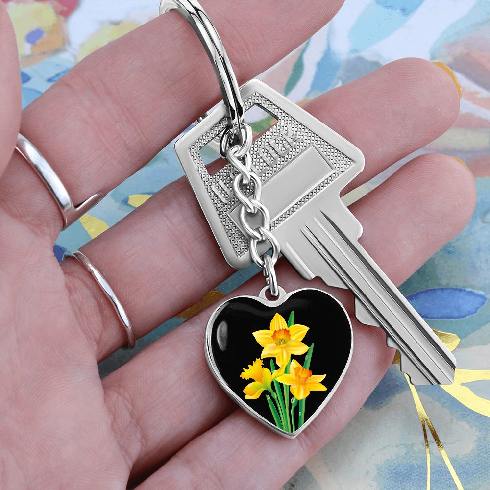 March Birth Flower Keychain, Daffodil Keychain, Birth Month Flower Keychain, Birthday Gift For Her, Gift for Daughter, Sister, New Mom Gift