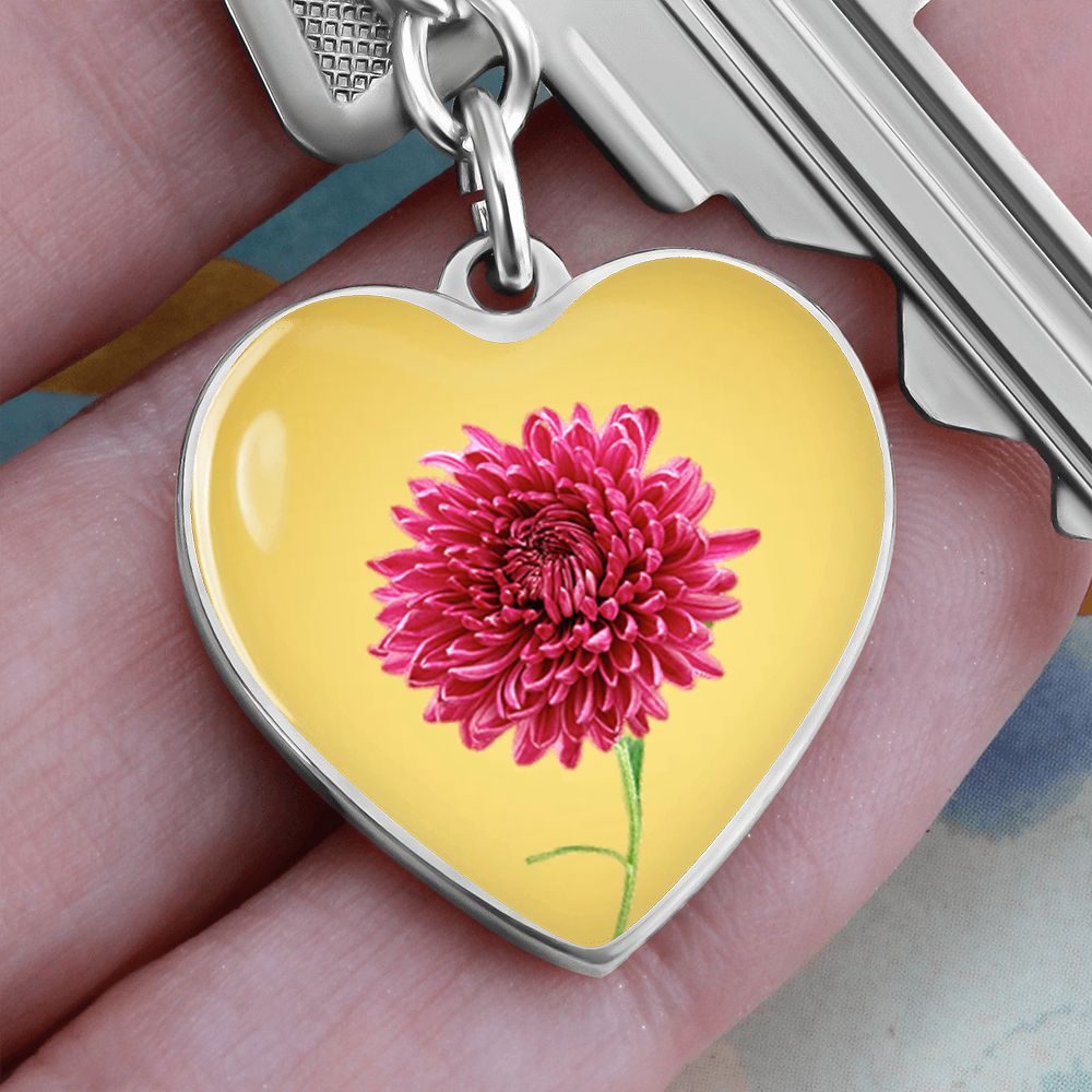 November Birth Flower, Chrysanthemum Keychain, Birth Flower Keychain, Birthday Gift For Her, Gift for Daughter, Sister, New Mom Gift - Gold
