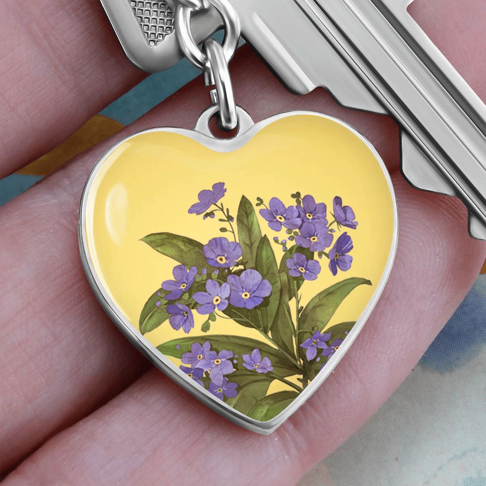 February Birth Flower Keychain, Violet Keychain, Birth Month Flower Keychain, Birthday Gift For Her, Gift for Daughter, Sister, New Mom Gift - Gold