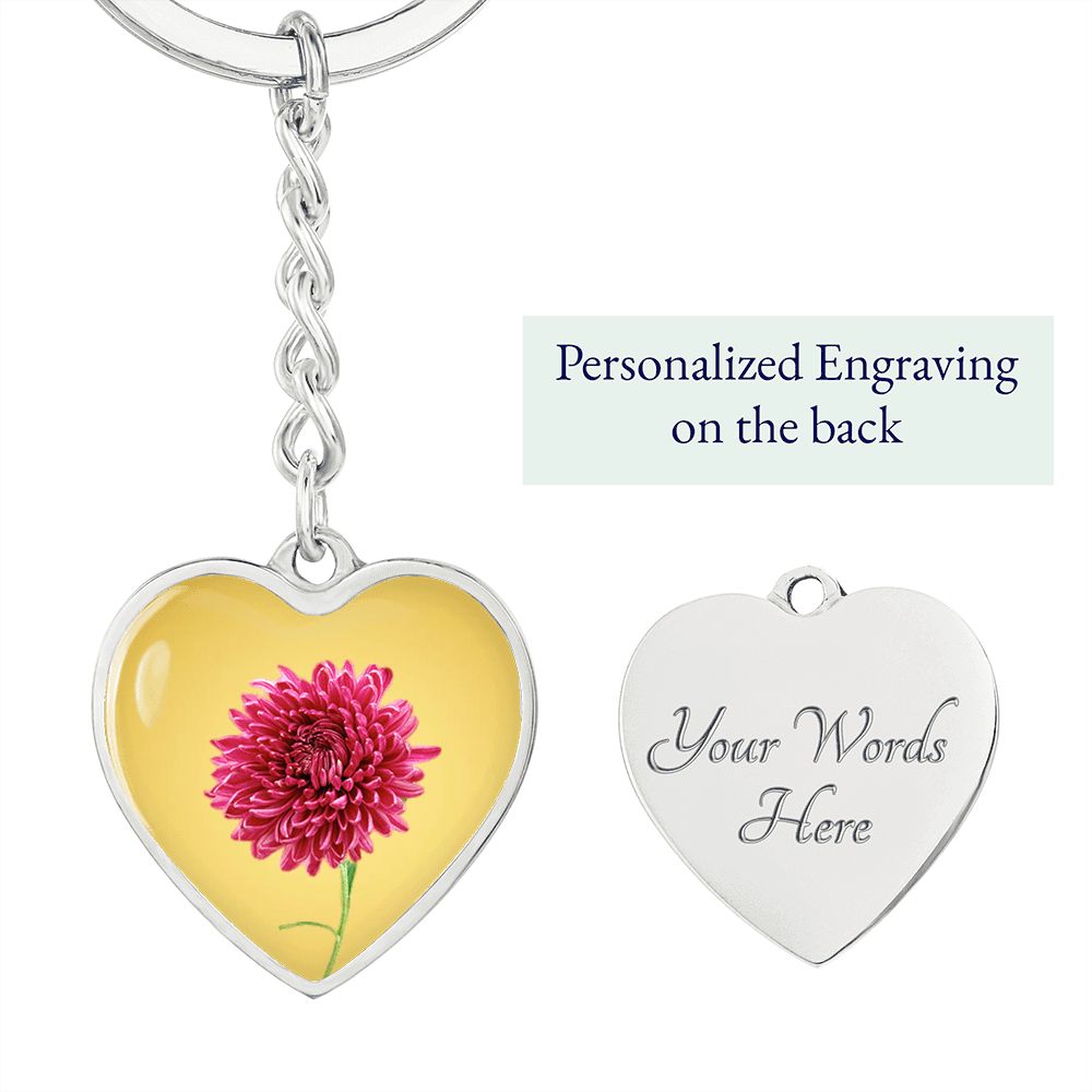 November Birth Flower, Chrysanthemum Keychain, Birth Flower Keychain, Birthday Gift For Her, Gift for Daughter, Sister, New Mom Gift - Gold