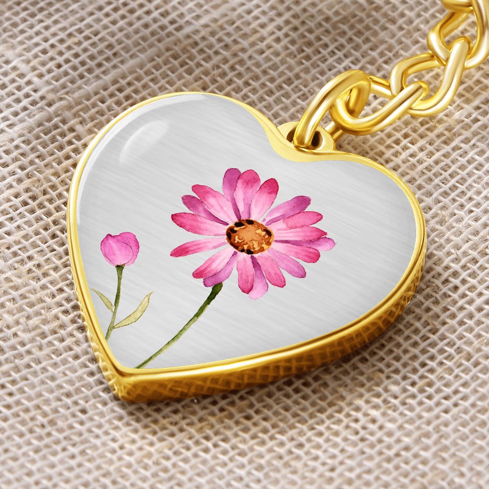 April Birth Flower Keychain, Daisy Keychain, Birth Month Flower Keychain, Birthday Gift For Her, Gift for Daughter, Sister, New Mom Gift - Silver