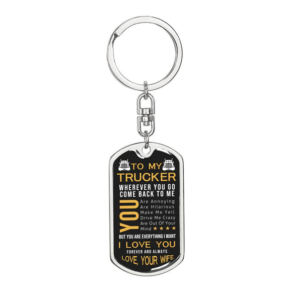Trucker Driver Keychain, Truck Driver Gifts For Husband From Wife