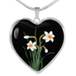 December Birth Flower, Narcissus Necklace - Black BG