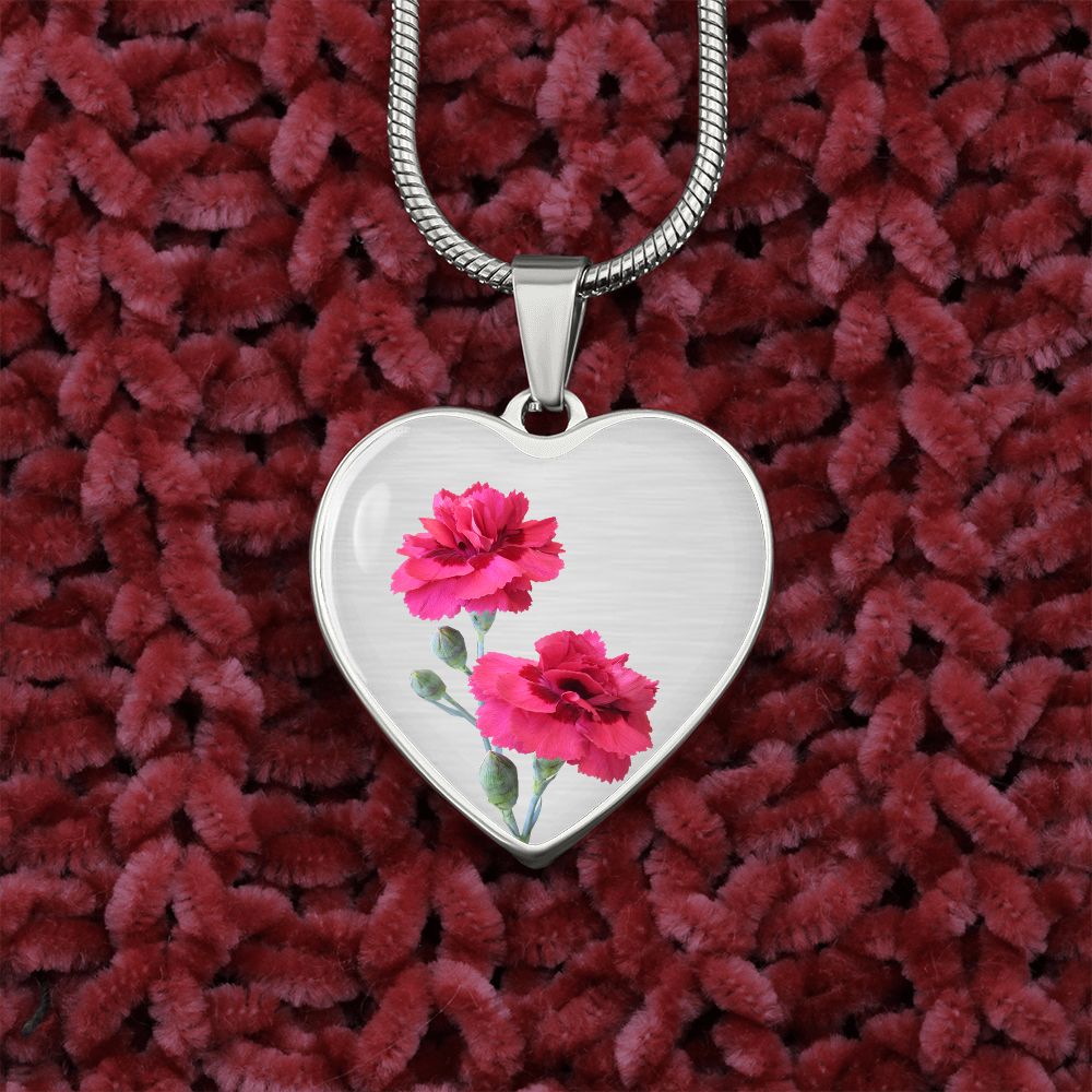 January Birth Flower, Carnation Necklace, September Birth Flower, Aster Necklace, Birth Flower Necklace, January Birthday Gift For Her, Best Friend, Birth Month Flower Necklace - Silver
