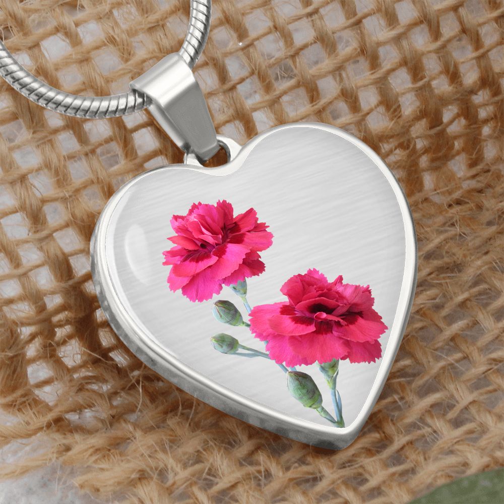 January Birth Flower, Carnation Necklace, September Birth Flower, Aster Necklace, Birth Flower Necklace, January Birthday Gift For Her, Best Friend, Birth Month Flower Necklace - Silver