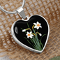 December Birth Flower, Narcissus Necklace - Black BG