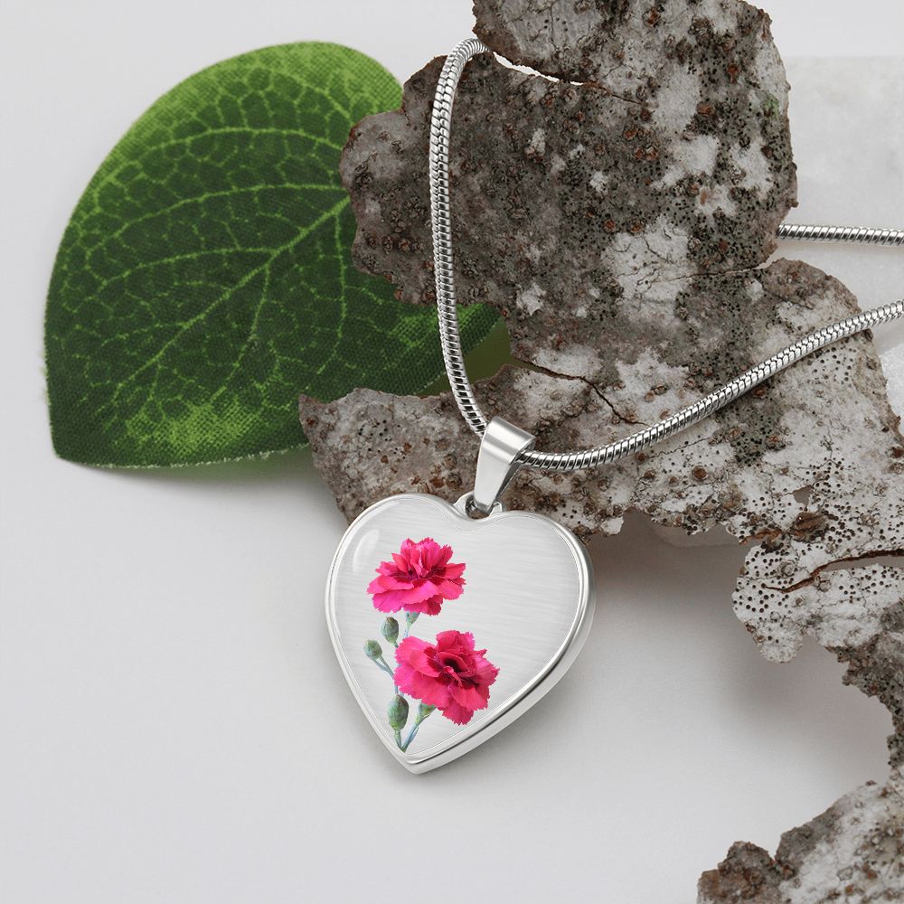 January Birth Flower, Carnation Necklace, September Birth Flower, Aster Necklace, Birth Flower Necklace, January Birthday Gift For Her, Best Friend, Birth Month Flower Necklace - Silver