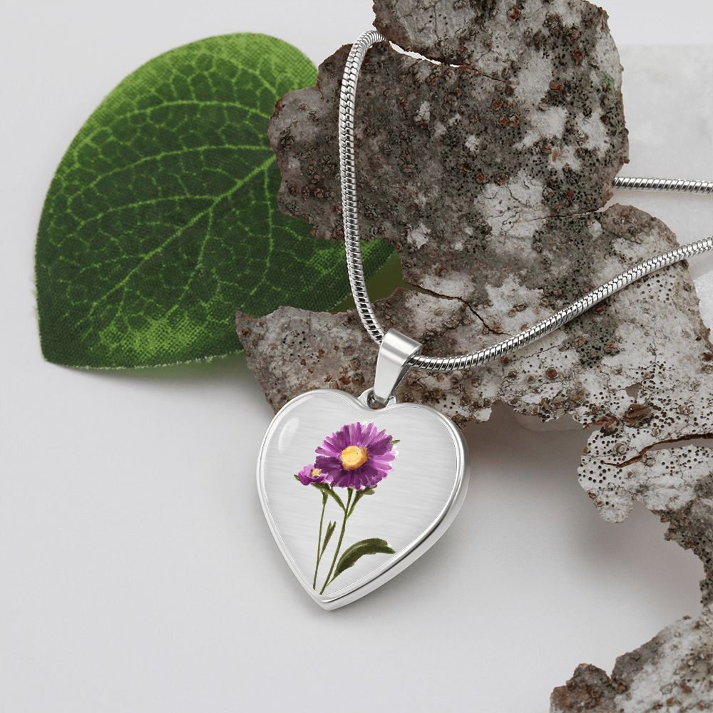 September Birth Flower Necklace, Aster Necklace - Silver No. 2