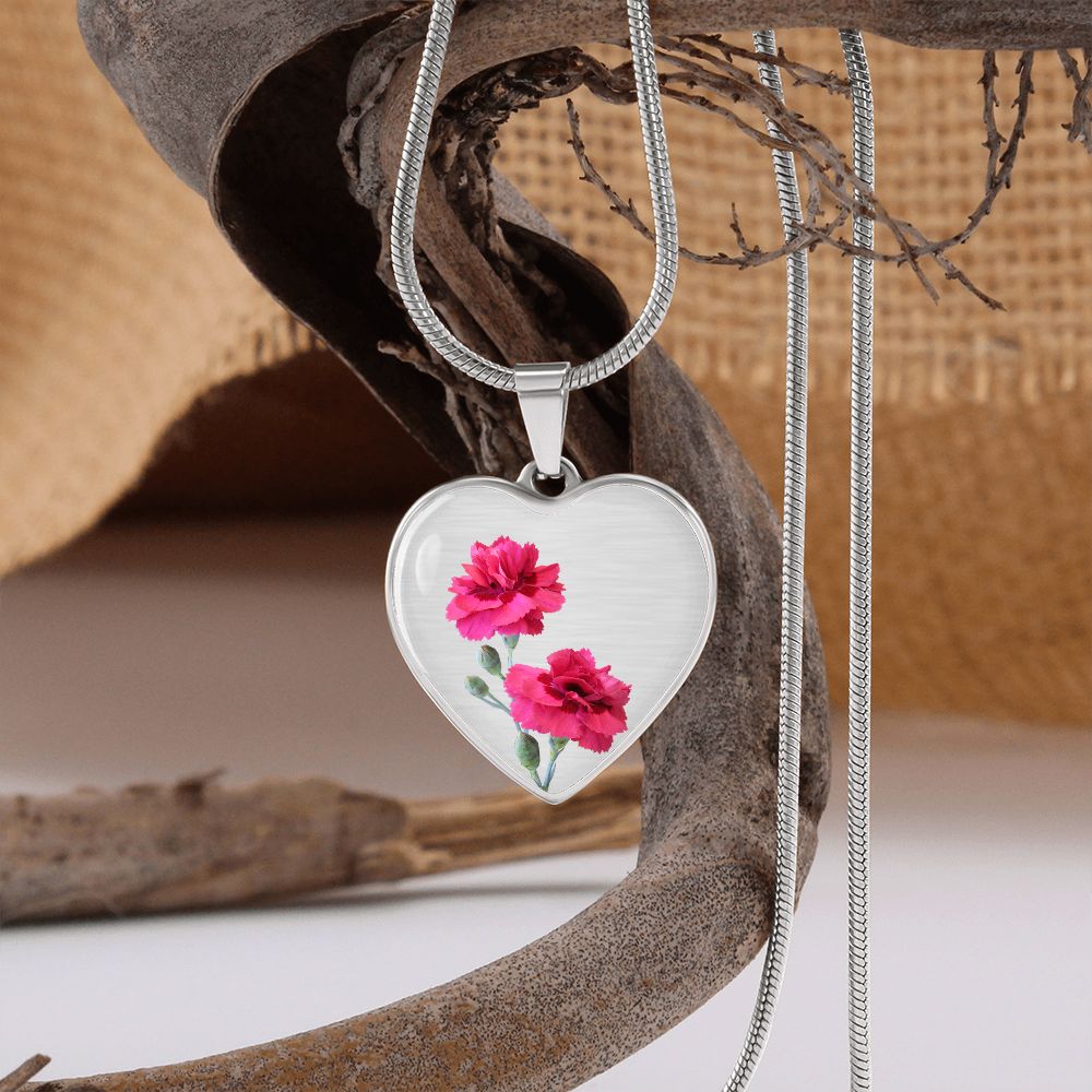 January Birth Flower, Carnation Necklace, September Birth Flower, Aster Necklace, Birth Flower Necklace, January Birthday Gift For Her, Best Friend, Birth Month Flower Necklace - Silver