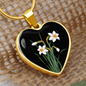 December Birth Flower, Narcissus Necklace - Black BG