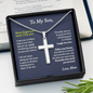 To My Son Cross Necklace, Son Gift from Mom, Son Birthday Gift, Christmas Gift for Son - Snake Chain