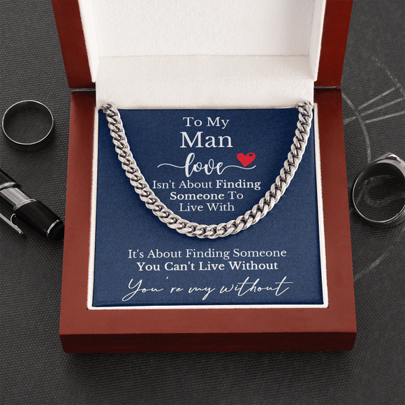 To My Man Cuban Chain Necklace, Anniversary Gift For Husband, Husband Birthday, Gifts for Husband, Husband Gift From Wife