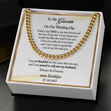 Groom Gift from Bride, Personalized Groom Gift from Bride on Wedding Day, Gift From Bride to Groom, Mens Cuban Link Chain for Husband
