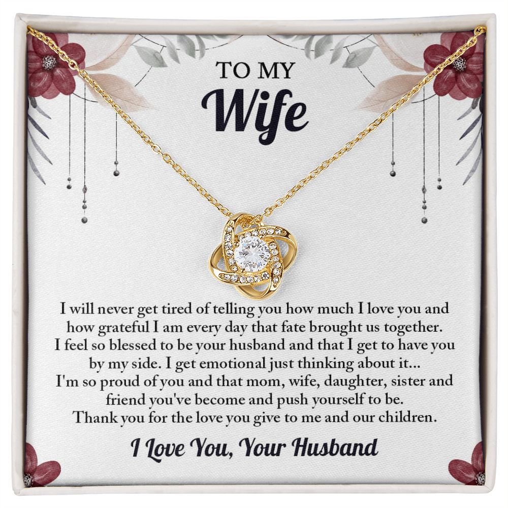 To My Wife Love Knot Necklace, Wife Necklace