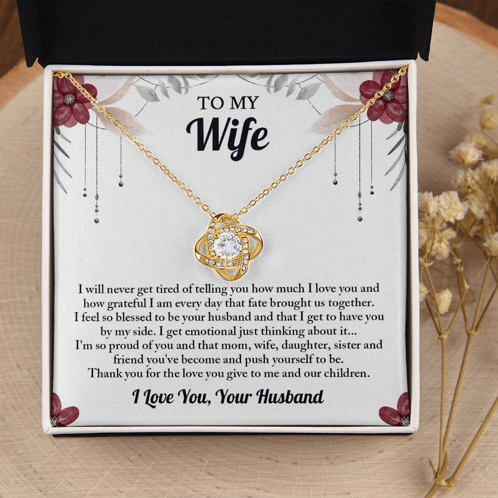 To My Wife Love Knot Necklace, Wife Necklace