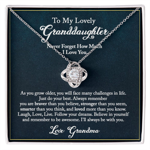 Granddaughter Necklace - Never Forget How Much I Love You Love Knot Necklace
