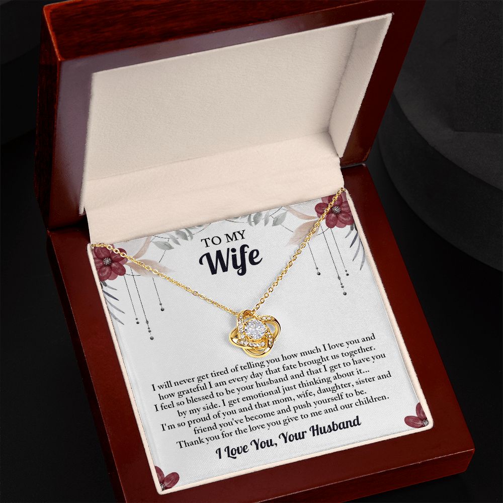 To My Wife Love Knot Necklace, Wife Necklace