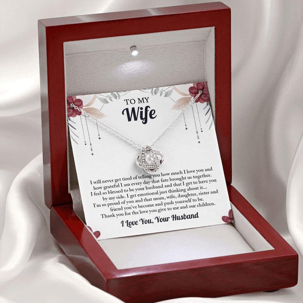 To My Wife Love Knot Necklace, Wife Necklace