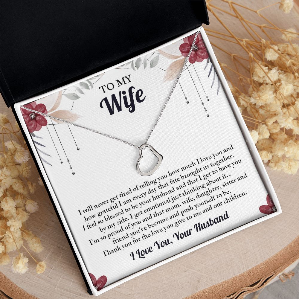 To My Wife Heart Necklace, Wife Birthday Gift, Anniversary Gifts