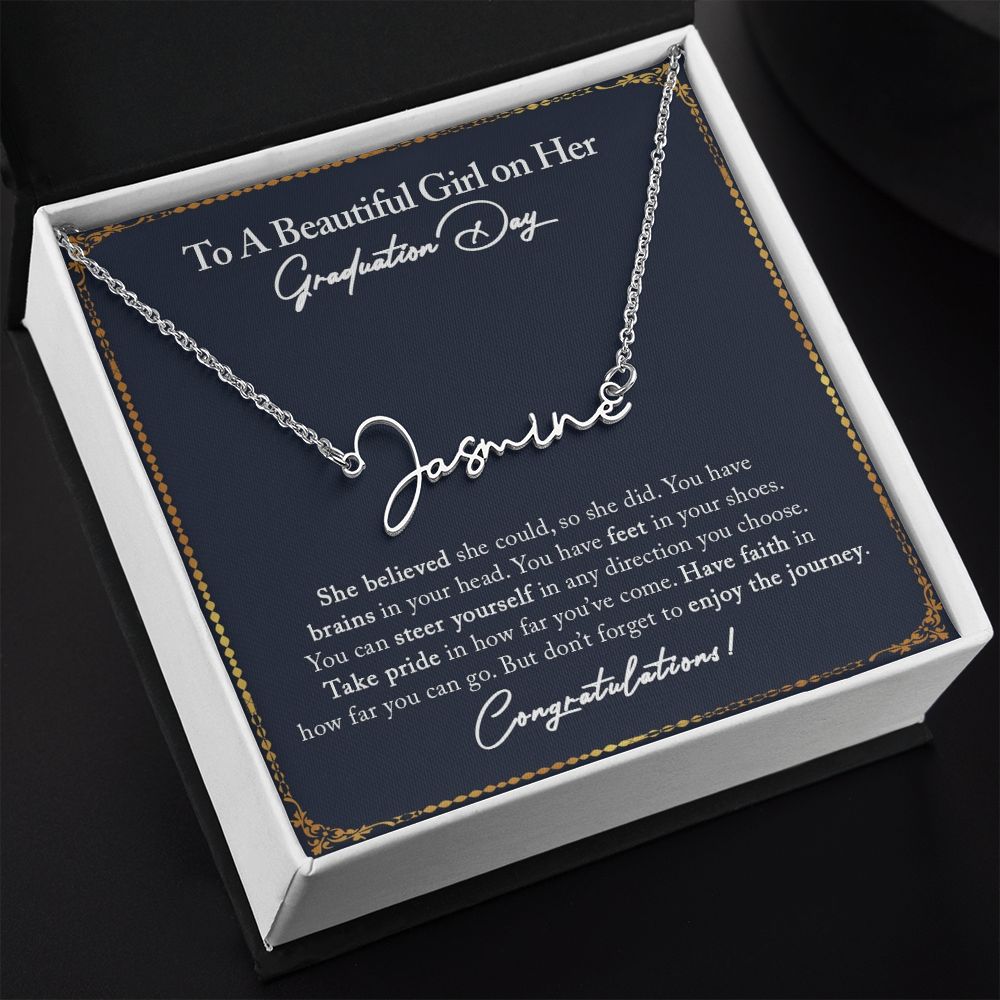 Graduation Gifts for Her, Signature Name Necklace for Daughter