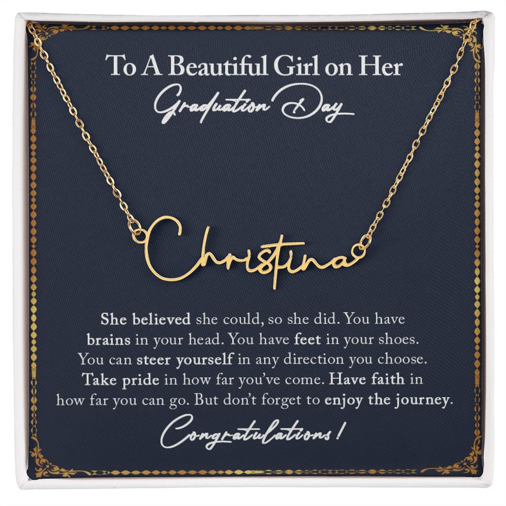 Graduation Gifts for Her, Signature Name Necklace for Daughter