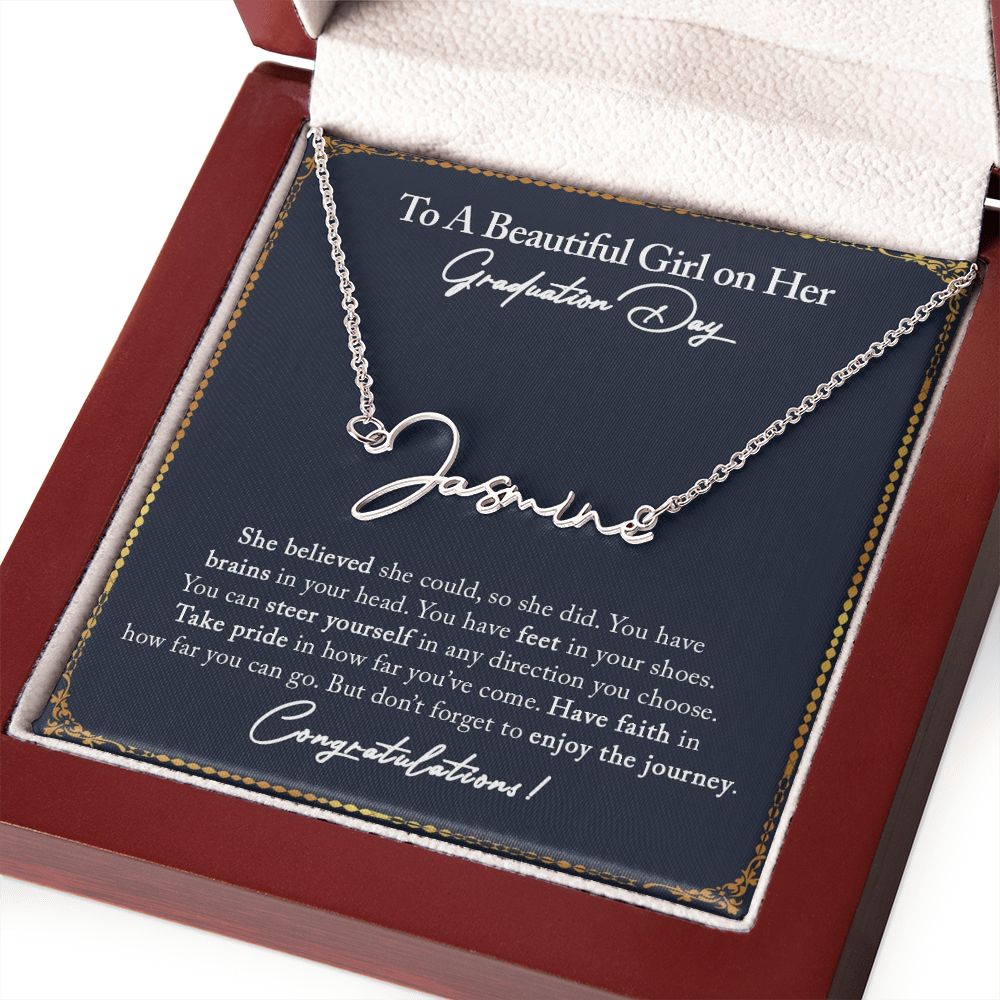 Graduation Gifts for Her, Signature Name Necklace for Daughter