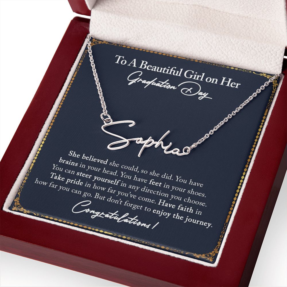 Graduation Gifts for Her, Signature Name Necklace for Daughter