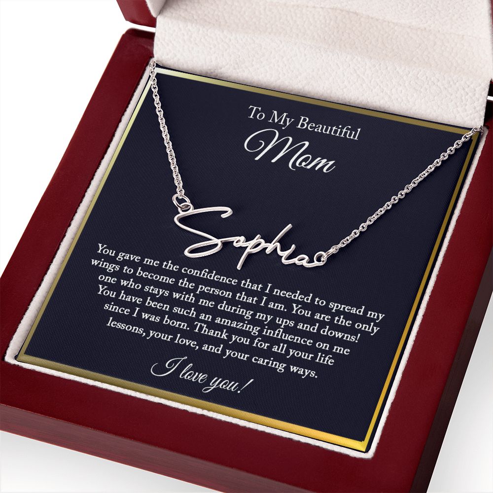 Personalized Signature Necklace for Mom, Mom Necklace, Mom Gift from Daughter, Birthday Gift from Son